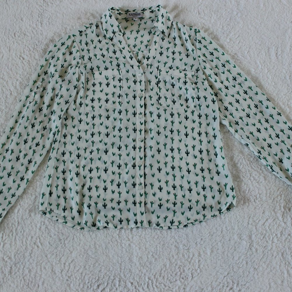 Express Button-Up Cactus Top Size Small
